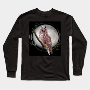 Long Eared Owl by the moon Long Sleeve T-Shirt